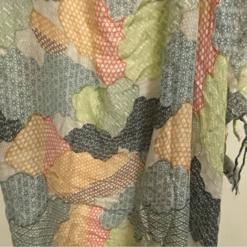 Miley Cyrus Max Azria 33” Square Viscose Scarf Boho Print Festival Fringe Y2K
